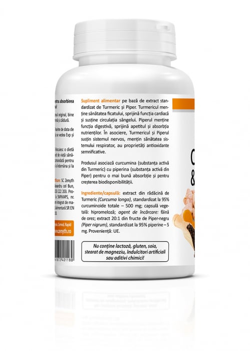 Curcumin & Piperine, 60 cps(inflamatii in corp, artrite, coxartroza,artroze) [2]