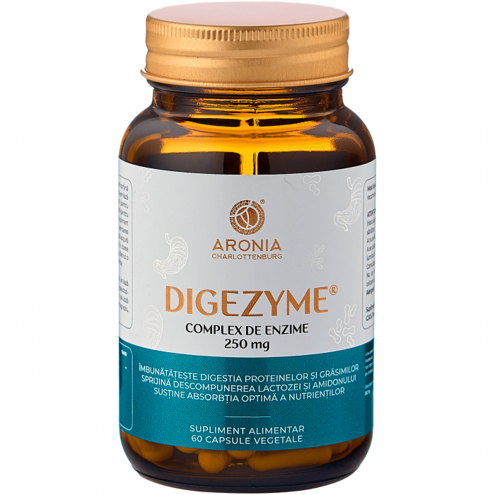 DigeZyme® — complex cu 5 enzime digestive care susțin digestia optimă, evitarea balonării și absorbția completă a nutrienților [1]