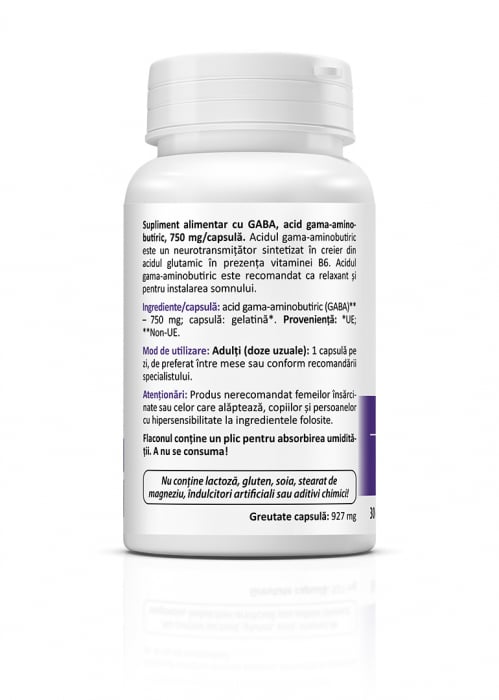 GABA 750 mg(Pentru ''OVERTHINKERI'', Reduce stresul, sustine relaxarea si stimuleaza somnul) [2]
