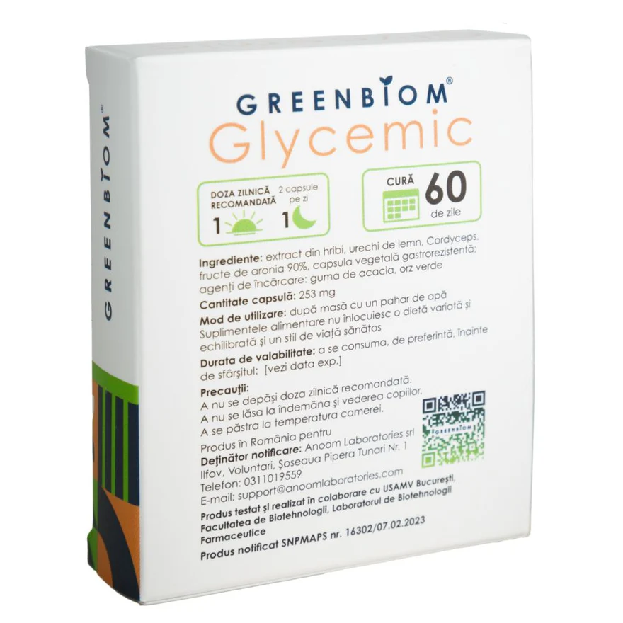 GLYCEMIC ( PREBIOTIC - GESTIONEAZĂ ZAHĂRUL DIN SÂNGE SI SĂNĂTATEA DIGESTIVĂ ÎN DIABETUL DE TIP II)* 30cps [2]