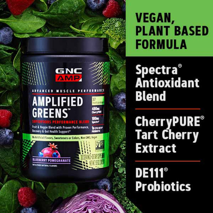 Gnc Amp Amplified Greens Superfoods Performance Blend, Ameste De Super Alimente Verzi Cu Aroma De Limonada Racoritoare, 282.6 G [6]