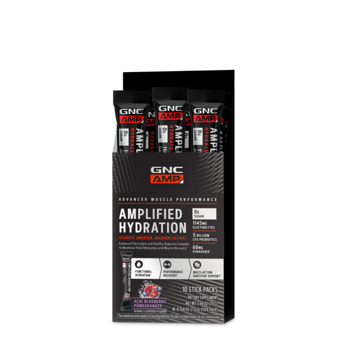  Gnc Amp Amplified Hydration, Electroliti Cu Aroma De Acai, Afine Si Rodie, 7.51 G [2]