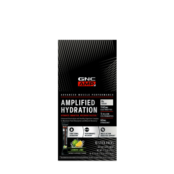 Gnc Amp Amplified Hydration, Electroliti Cu Aroma De Lamaie Si Lime, 7.63 G [3]