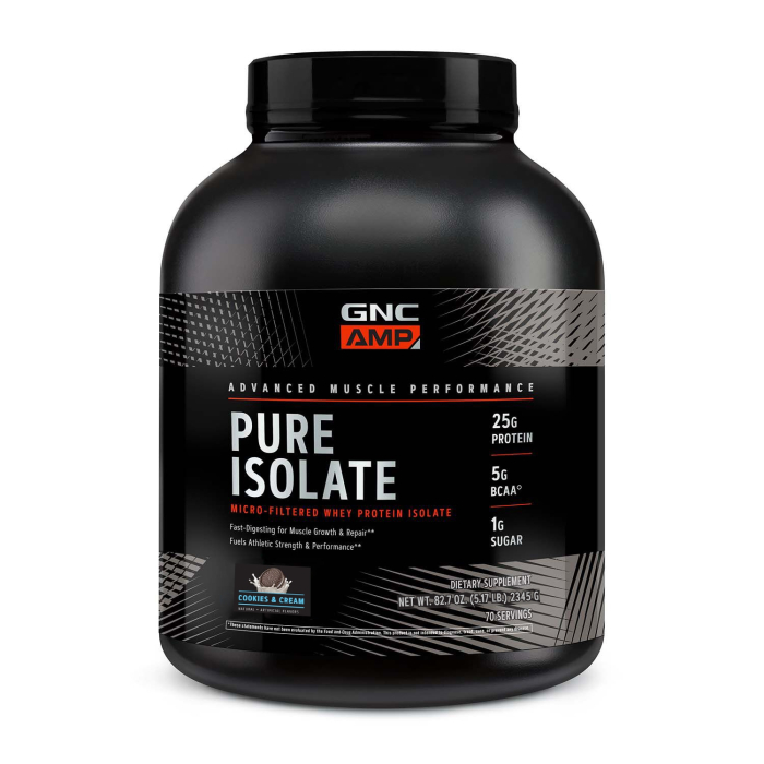 Gnc Amp Pure Isolate, Proteina Izolata Din Zer, Cu Aroma De Biscuiti Cu Crema, 2345 G [1]
