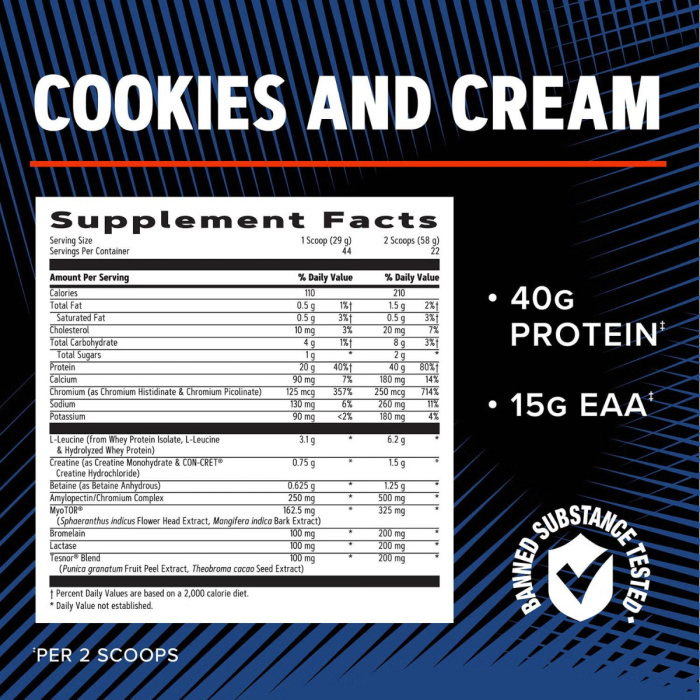 Gnc Amp Wheybolic Alpha Myotor, Proteina Din Zer Cu Aroma De Biscuiti Cu Crema, 1276 G [5]