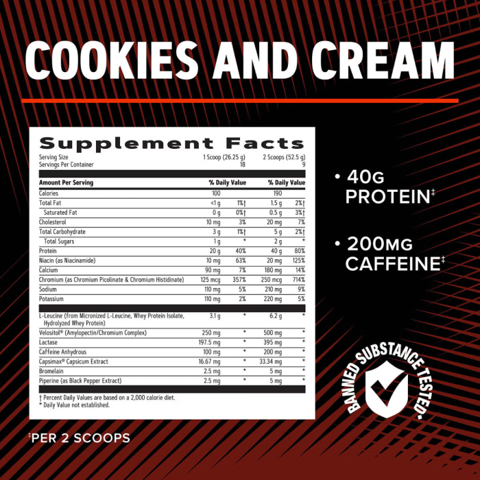 Gnc Amp Wheybolic Ripped, Proteina Din Zer, Cu Aroma De Biscuiti Cu Crema, 472.5 G  [6]