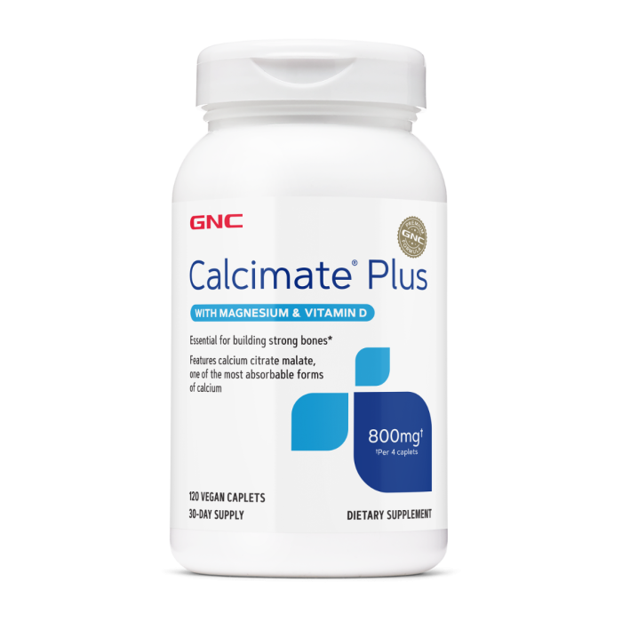 Gnc Calcimate Plus Calciu 800 Mg Cu Magneziu Si Vitamina D-3, 120 Tb [1]
