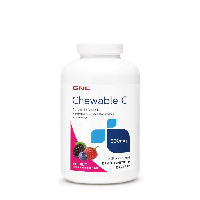 Gnc Chewable C 500 Mg, Vitamina C Masticabila, Aroma De Mix De Fructe 180 Tb [1]