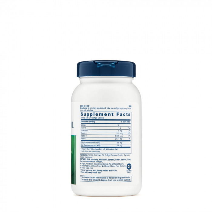 Gnc Cod Liver Oil, Ulei Triplu Din Ficat De Cod, 90 Cps [2]