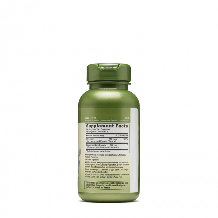 Gnc Herbal Plus Cinnamon & Chromium, Extract Standardizat De Scortisoara Si Crom, 60 Cps [2]
