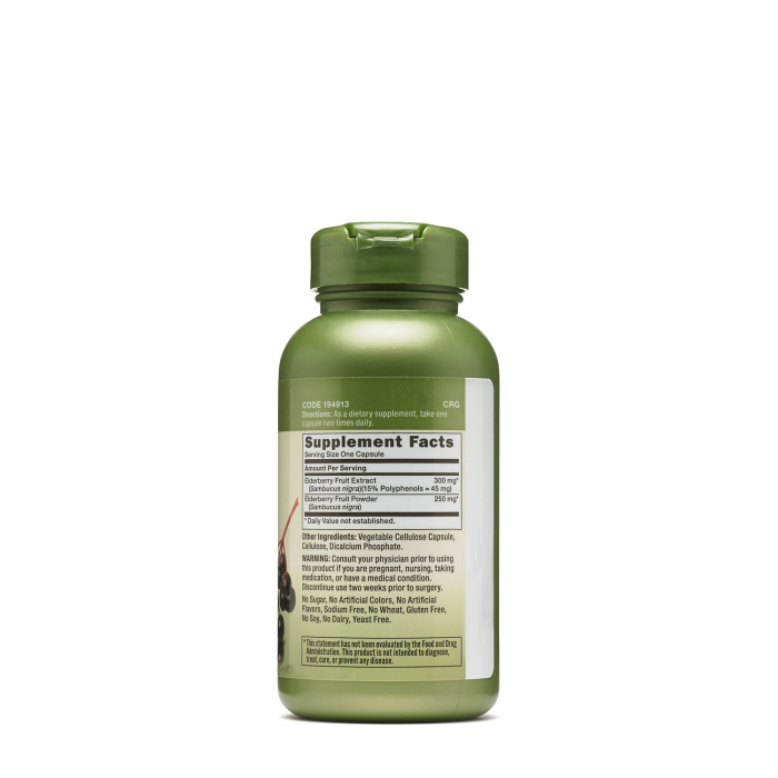Gnc Herbal Plus Elderberry Fruit 550 Mg, Extract Standardizat Din Fructe De Soc, 100 Cps [2]
