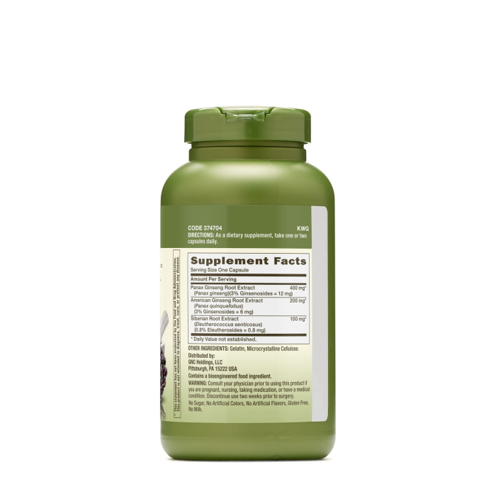 Gnc Herbal Plus Triple Ginsa, Extract Standardizat Din 3 Tipuri De Ginseng, 200 Cps [2]