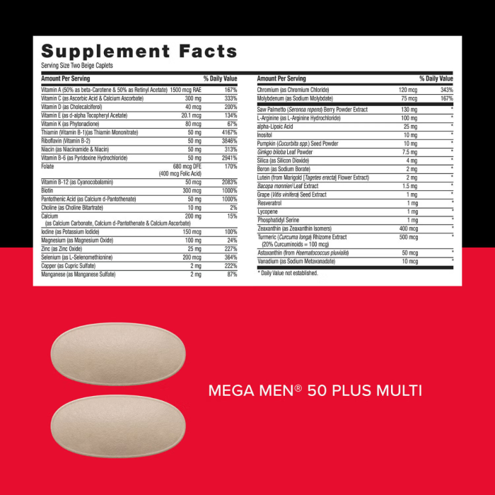 Gnc Mega Men 50 Plus Vitapak Program, Complex De Multivitamine Pentru Barbati 50 Plus, 30 Pachetele [5]