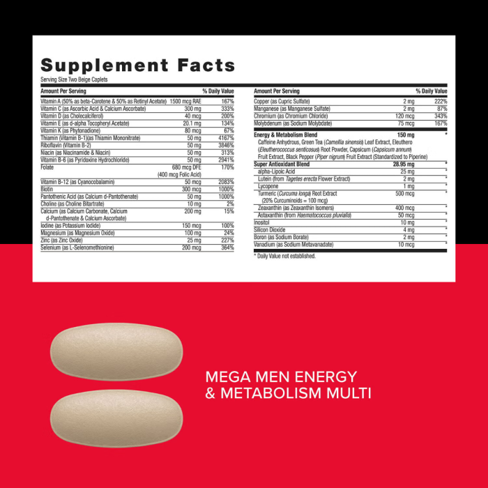 Gnc Mega Men Energy & Metabolism Vitapak Program, Complex De Multivitamine Pentru Barbati, Energie Si Metabolism, 30 Pliculete [5]