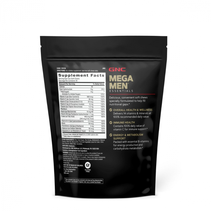 Gnc Mega Men Soft Chews, Complex De Multivitamine Pentru Barbati, Cu Gust De Fructe Asortate, 60 Caramele [2]