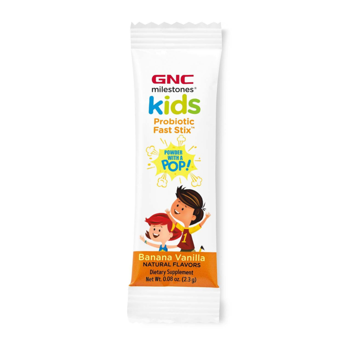 Gnc Milestones Kids Microbio Complex Fast Stix, Probiotic Lab4 Studiat Clinic Pentru Copii 4+ Ani Cu Aroma De Vanilie Si Banane, 30 Plicuri [2]