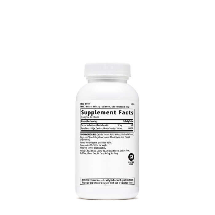 Gnc Pantothenic Acid 500 Mg, Acid Pantotenic, 100 Cps [2]
