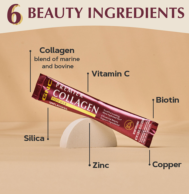 Gnc Premier Collagen Powder, Formula Premium De Peptide De Colagen Hidrolizat Fara Aroma, 1 Plic, 10.01 G [8]