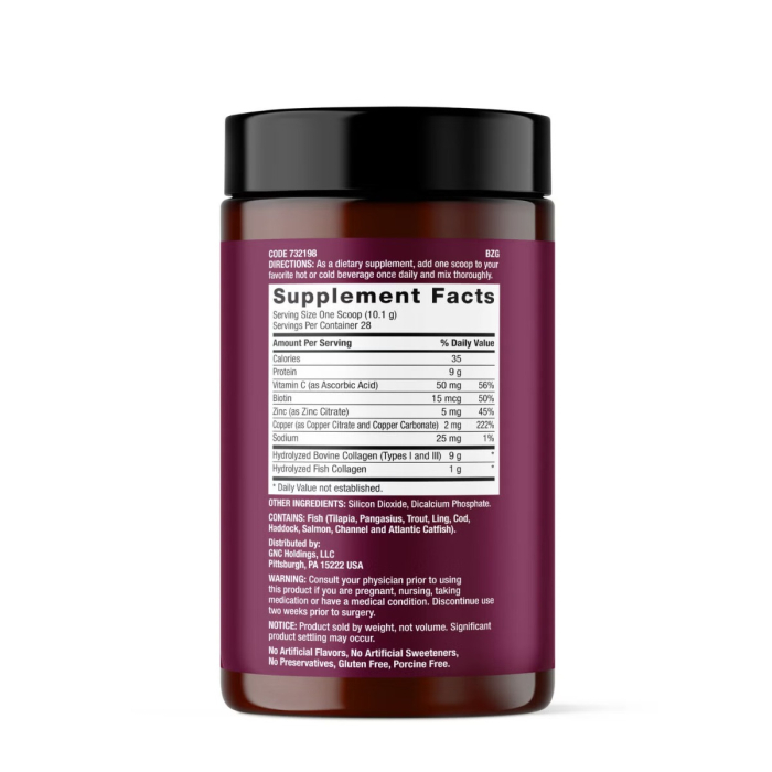 Gnc Premier Collagen Powder, Formula Premium De Peptide De Colagen Hidrolizat Fara Aroma, 282.8 G [2]