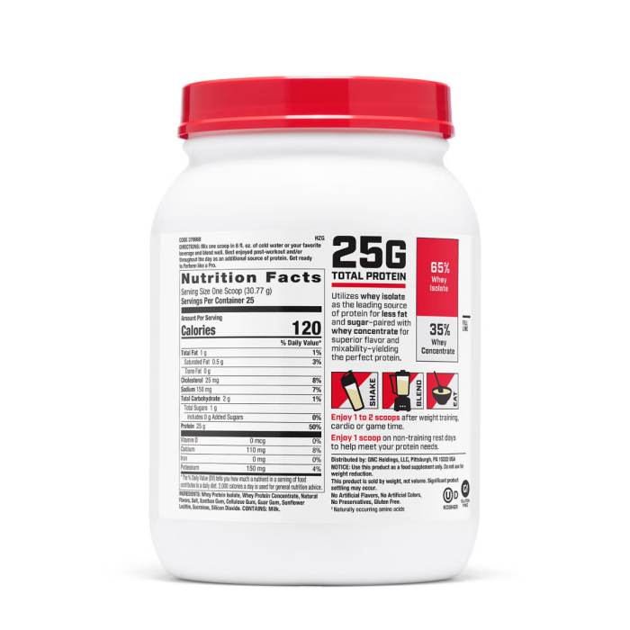 Gnc Pro Performance 100% Whey, Proteina Din Zer Cu Aroma De Vanilie, Testata Antidoping, 769 G  [2]