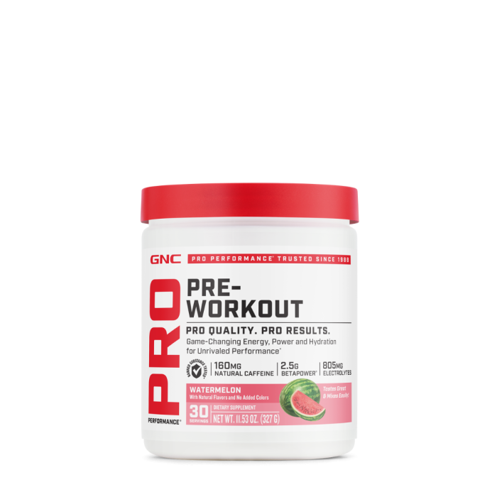 Gnc Pro Performance Pre-workout - Watermelon Flavor, Pre-workout, Cu Aroma De Pepene, 327g [1]