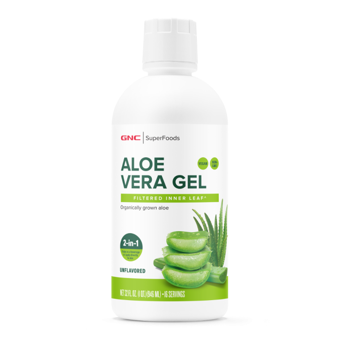 Gnc Superfoods Aloe Vera Gel Organic Fara Aroma, Pentru Digestie, Detoxifiere Si Imunitate, 946 Ml [1]