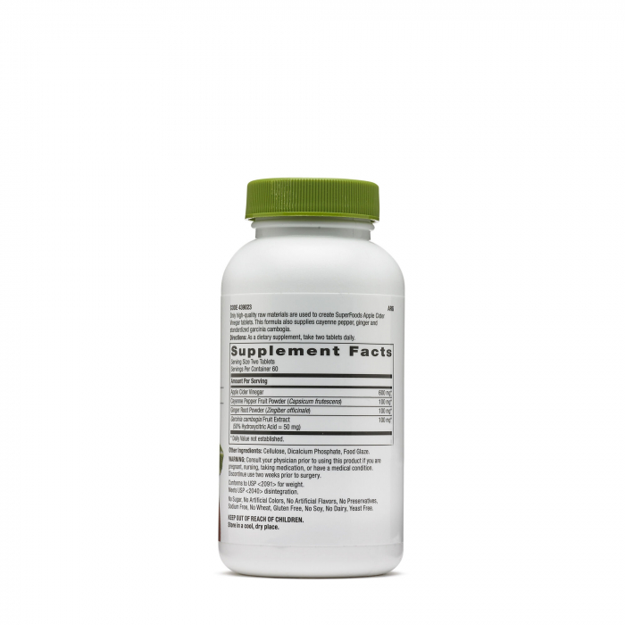 Gnc Superfoods Apple Cider Vinegar, Otet Din Cidru De Mere, 120 Tb [2]