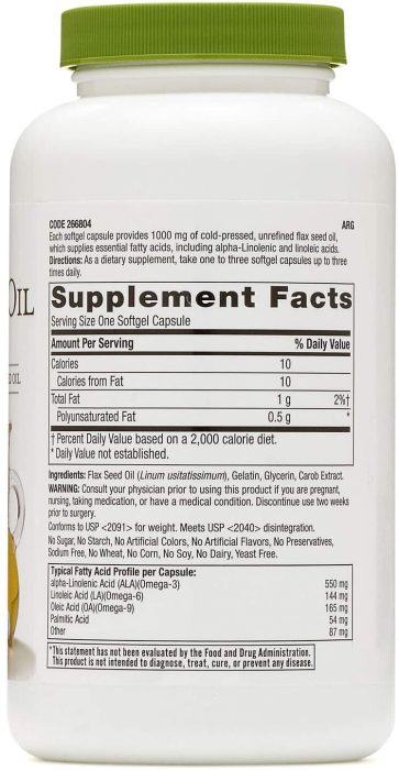 Gnc Superfoods Flax Seed Oil 1000mg, Ulei Din Seminte De In, 90 Cps [2]