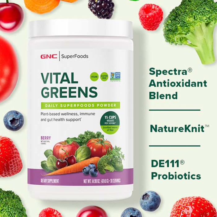 Gnc Superfoods Vital Greens Daily Superfoods Powder, Pudra Cu Super Alimente Verzi Cu Aroma De Mango, 421.5 G [6]