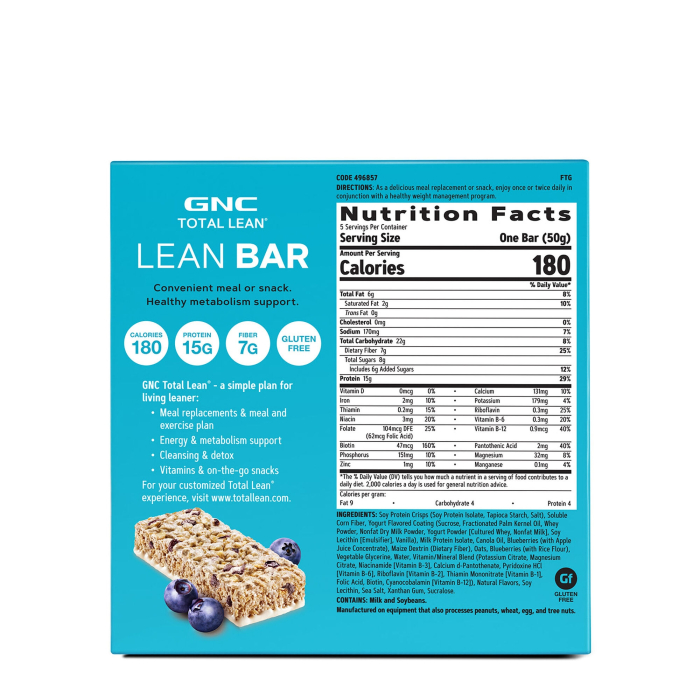 Gnc Total Lean Lean Bar, Baton Proteic, Cu Aroma De Iaurt Si Afine, 50g [3]