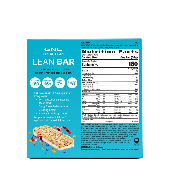 Gnc Total Lean Lean Bar, Baton Proteic, Cu Aroma De Tort De Vanilie, 50g [2]