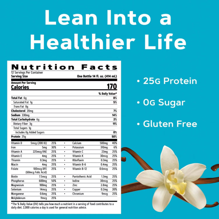 Gnc Total Lean Lean Shake 25 Cu Aroma De Vanilie, 414 Ml [10]