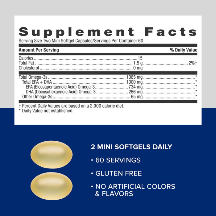 Gnc Triple Strength Fish Oil Mini, Ulei De Peste, 120 Cps [7]