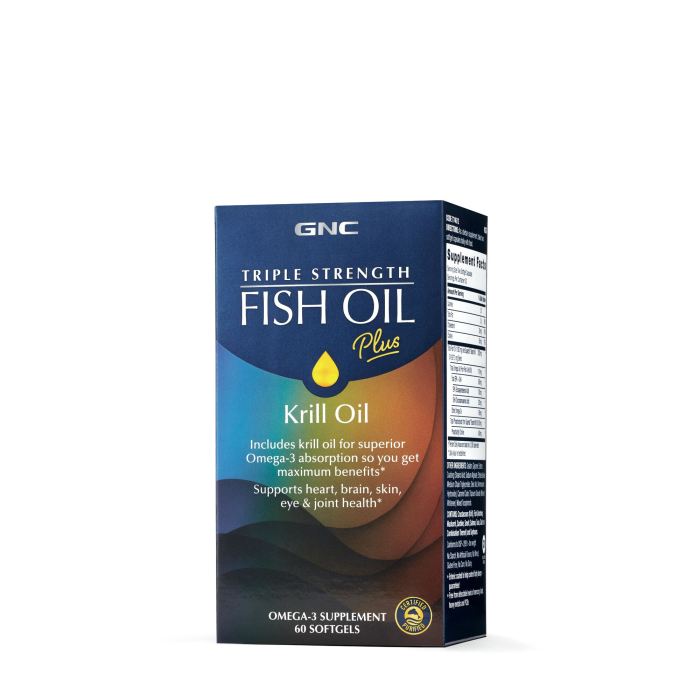 Gnc Triple Strength Fish Oil Plus Krill Oil, Ulei De Peste Plus Ulei De Krill, 60 Cps [2]