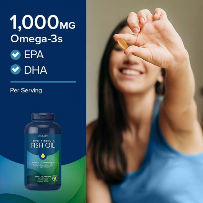 Gnc Triple Strength Fish Oil, Ulei De Peste 1000 Mg Omega 3 Epa Si Dha, 120 Cps [4]