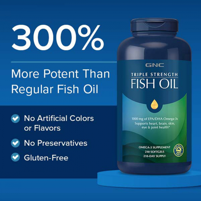 Gnc Triple Strength Fish Oil, Ulei De Peste 1000 Mg Omega 3 Epa Si Dha, 120 Cps [5]
