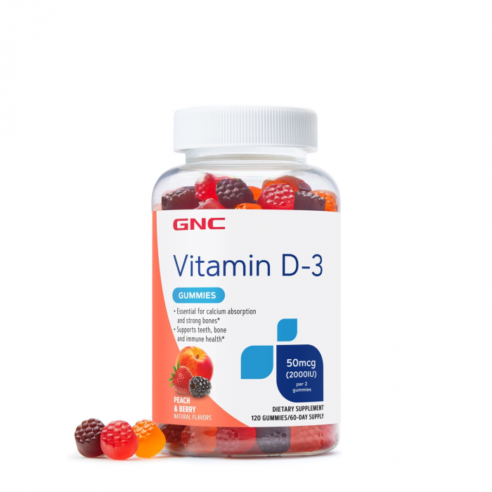 Gnc Vitamin D-3 2000 Ui, Vitamina D-3 50 Mcg (2000 Ui) Naturala 100% Din Lanolina, 120 Jeleuri [2]