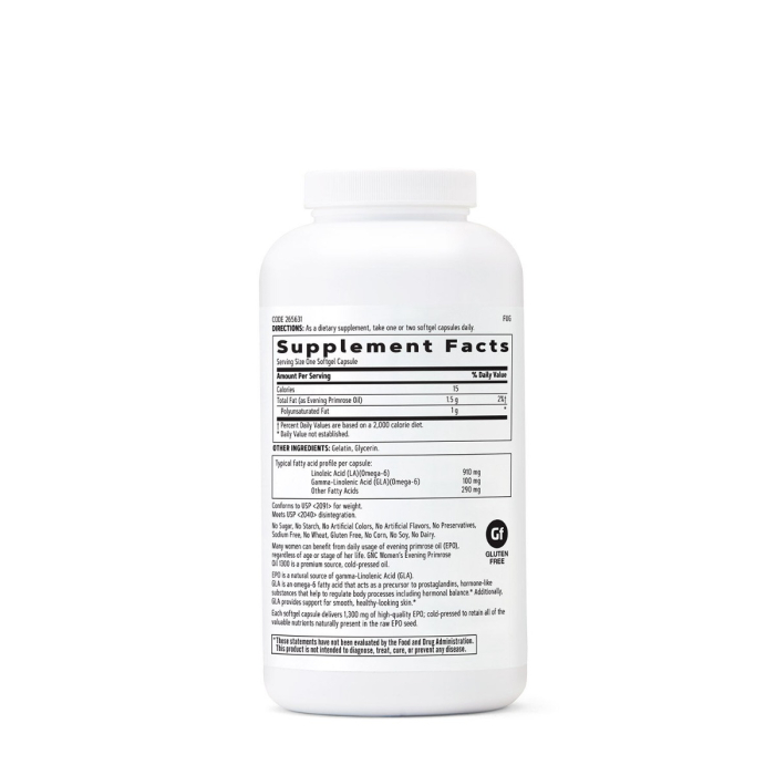Gnc Women`s Evening Primrose Oil 1300 Mg, Ulei De Luminita Noptii, 180 Cps [2]