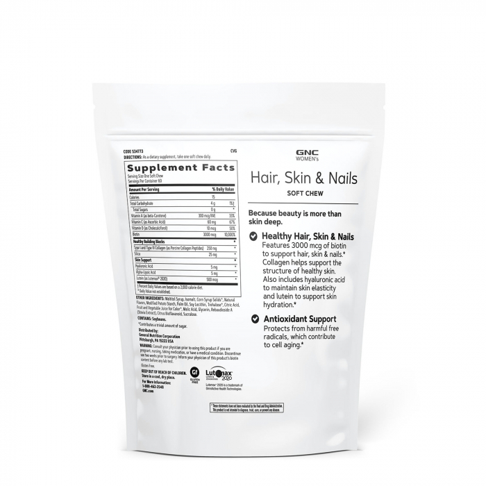 Gnc Women’s Hair, Skin & Nails Formula, Formula Pentru Par, Piele Si Unghii, Caramele Cu Aroma De Fructe De Padure, 60 Caramele [2]