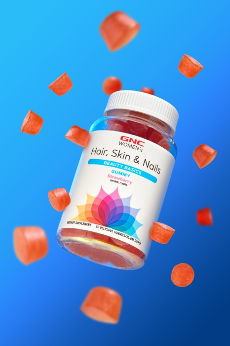 Gnc Women's Hair, Skin & Nails Strawberry , Jeleuri Cu Biotina Si Vitamine Pentru Frumusetea Parului, Pielii Si Unghiilor, 60 Jeleuri  [5]