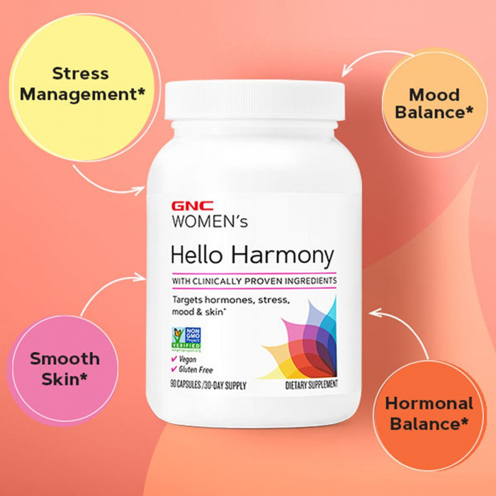 GNC Women`s Hello Harmony PMS, Formula pentru Echilibrul Hormonal, Emotional si Elasticitatea Pielii Femeilor, 90 cps [3]