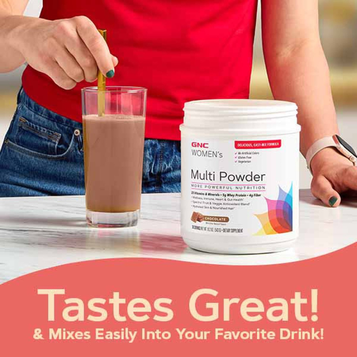 Gnc Womenâ€™s Multi Powder, Pudra Cu Multivitamine, Proteina Si Verdeturi Pentru Femei Cu Aroma De Ciocolata, 543 G [7]