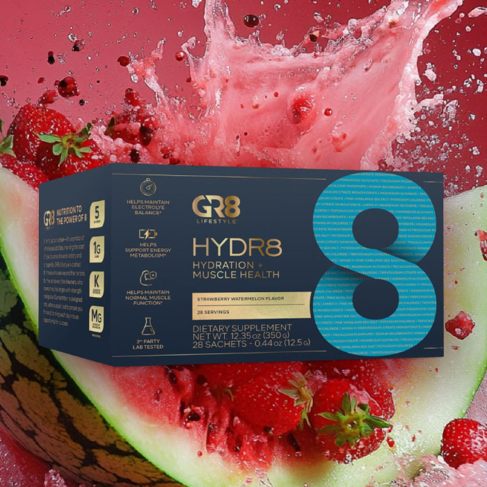 Gr8 Lifestyle Hydr8 Hydration And Muscle Health With Strawberry Watermelon Flavor, Hidratare Avansata Si Suport Muscular, Cu Aroma De Capsuni Si Pepene, 350 G  [4]