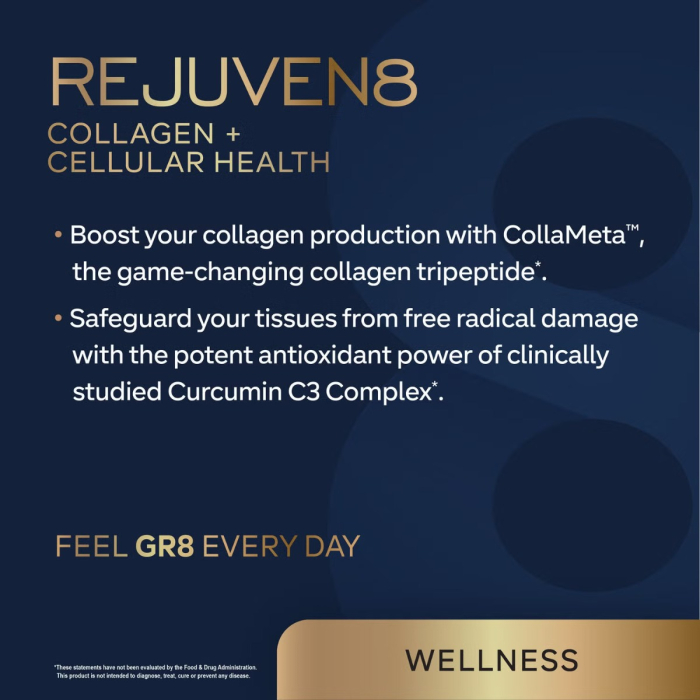  Gr8 Lifestyle Rejuven8 Collagen And Cellular Health With Passion Peach Flavor, Formula Pentru Sanatatea Pielii, Articulatiilor Si Regenerare Celulara, Cu Aroma De Passion Peach, 484.4 G [5]