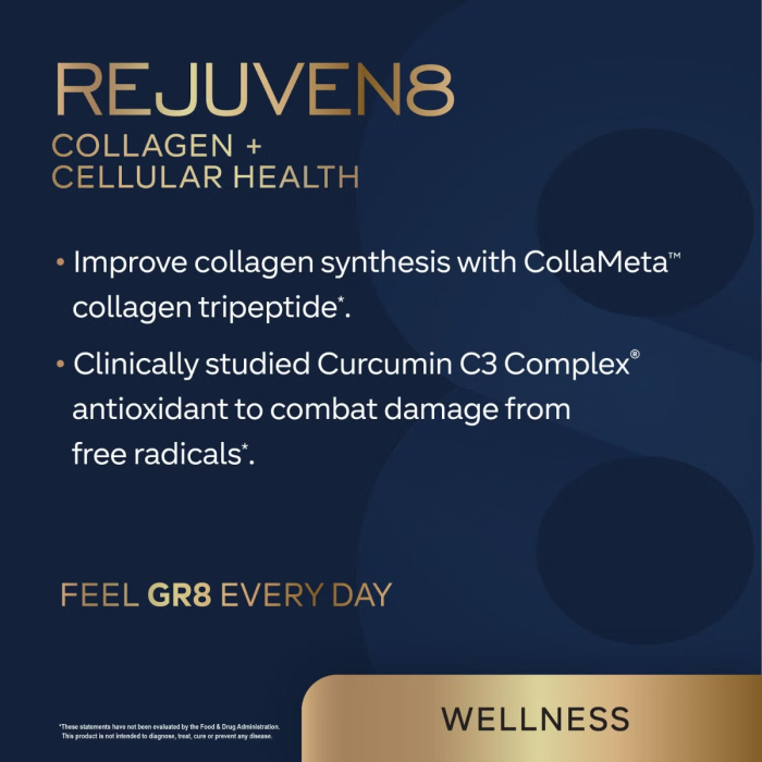  Gr8 Lifestyle Rejuven8 Collagen And Cellular Health With Passion Peach Flavor, Formula Pentru Sanatatea Pielii, Articulatiilor Si Regenerare Celulara, Cu Aroma De Passion Peach, 484.4 G [7]