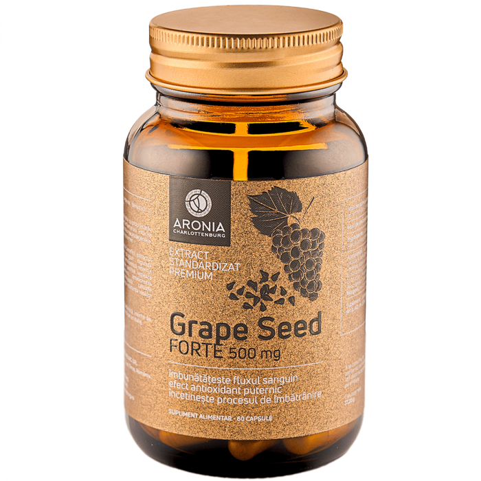 Grape Seed Forte la 500mg — 60 capsule din extract de semințe de struguri cu puternice proprietăți antioxidante și antiinflamatoare [1]