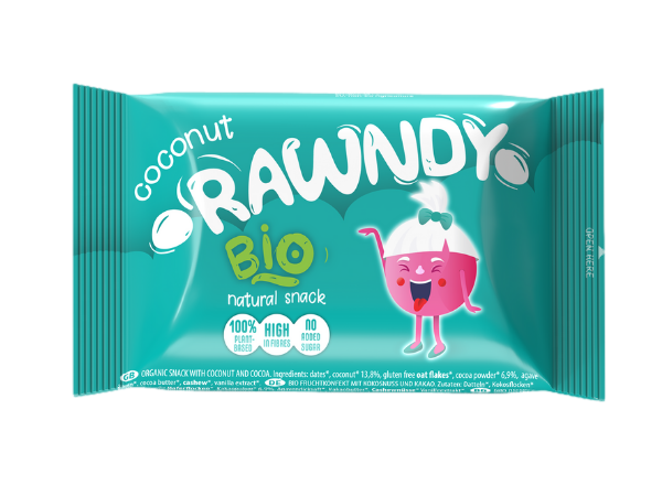 Gustări Organice Pentru Copii - Rawndy cu cocos, 100% natural, fără gluten, bio, bogat în fibre, fara zahar adaugat [1]