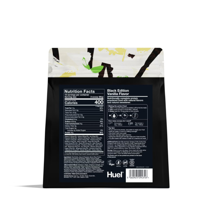 Huel Black Edition, High-protein Meal Powder, Masa Completa Cu Proteine Vegetale, Cu Aroma De Vanilie, 900 G [2]