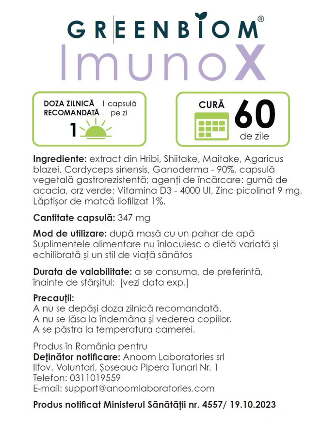 ImunoX (PREBIOTIC PENTRU SPRIJINIREA IMUNITĂTII, A PROTECTIEI CELULARE SI SĂNĂTATEA OASELOR)* 30cps [2]