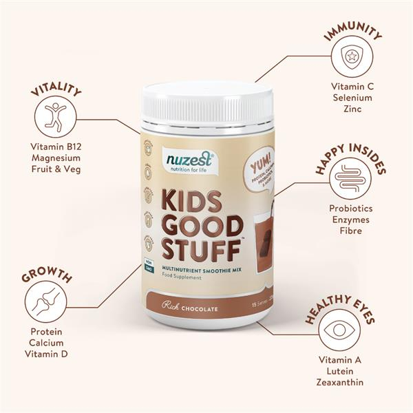 Kids Good Stuff, Shake Proteic cu Multivitamine, Ciocolata, 225g [3]